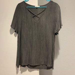 Grey Ruffle Top
